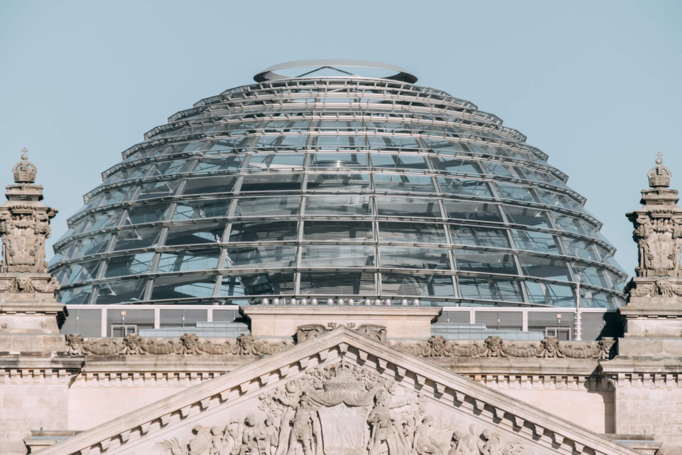 The dome of the Bundestag building in Berlin.